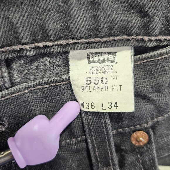 Vintage Levis 550 Jeans Mens 36x34 Black Relaxed Fit Tapered Straight Leg Y2K - Picture 6 of 11